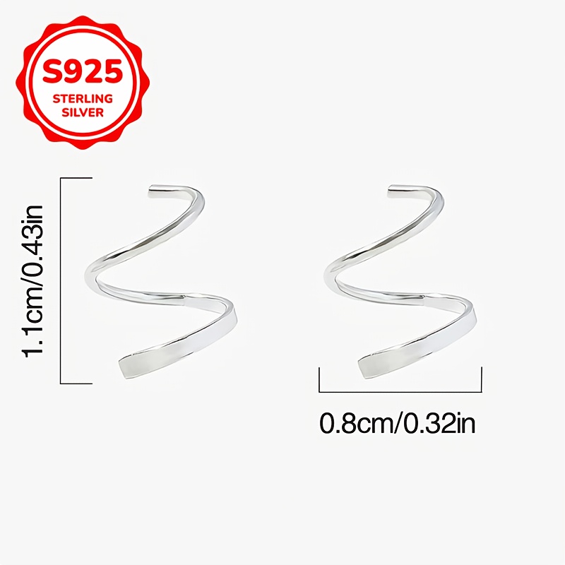 S925 Sterling Silver Spiral Earrings Hypoallergenic